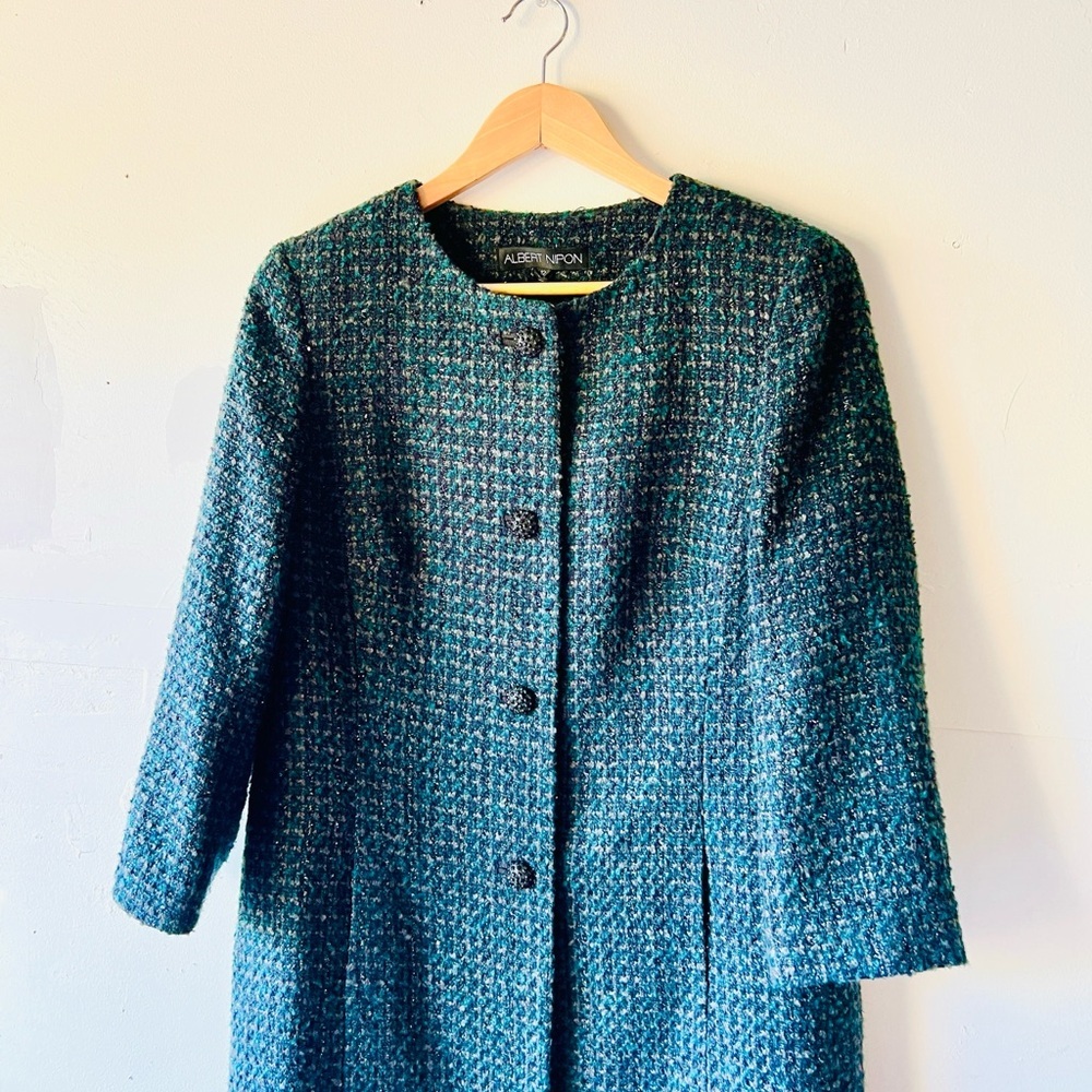 Albert Nipon Teal Button-Up Duster/Coat - image 2
